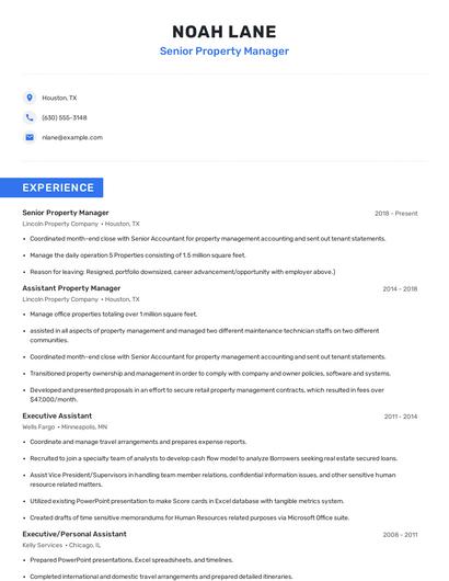 Senior Property Manager Resume