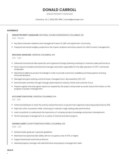 Senior Property Manager Resume