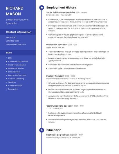 Senior Publications Specialist Resume