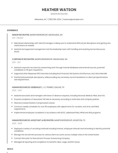 Senior Recruiter Resume
