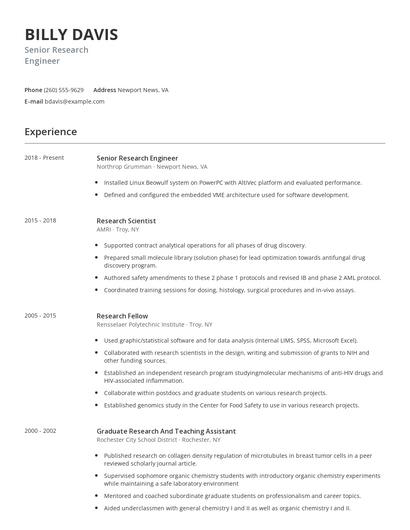 Senior Research Engineer Resume