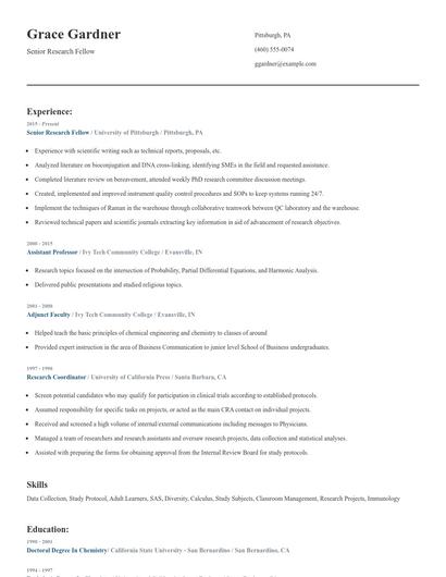 Senior Research Fellow Resume