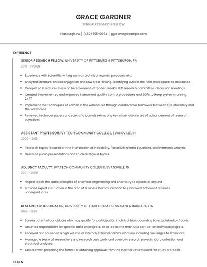 Senior Research Fellow Resume