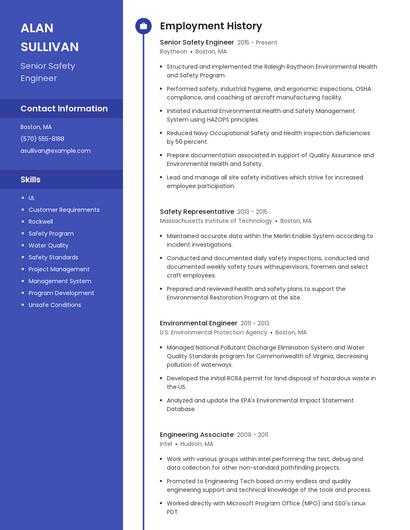 Senior Safety Engineer Resume