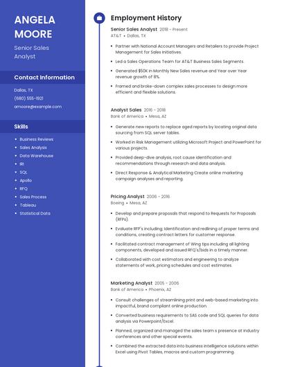 Senior Sales Analyst Resume