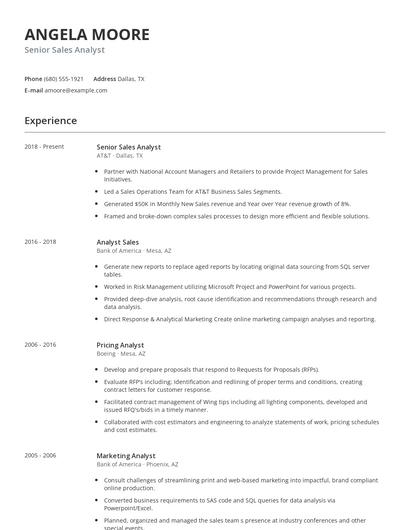 Senior Sales Analyst Resume