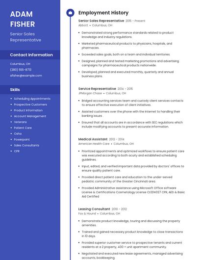 Senior Sales Representative Resume