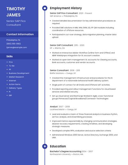 Senior SAP Fico Consultant Resume
