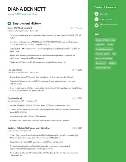 Senior SAP Fico Consultant Resume
