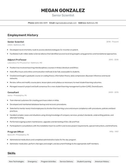 Resume example 2