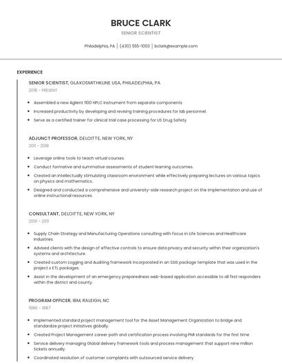 Senior Scientist Resume