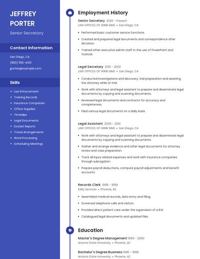 Senior Secretary Resume