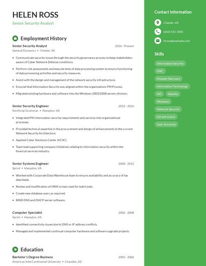 Senior Security Analyst Resume