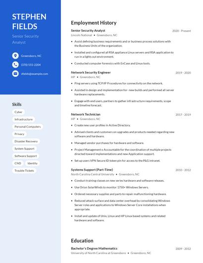 Senior Security Analyst Resume