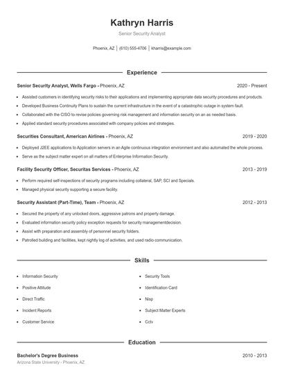 Senior Security Analyst Resume