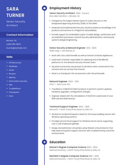 Senior Security Architect Resume