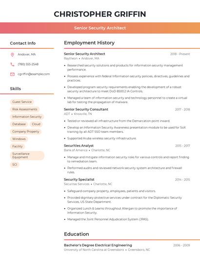 Senior Security Architect Resume
