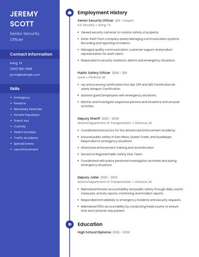 Senior Security Officer Resume