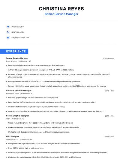 Senior Service Manager Resume