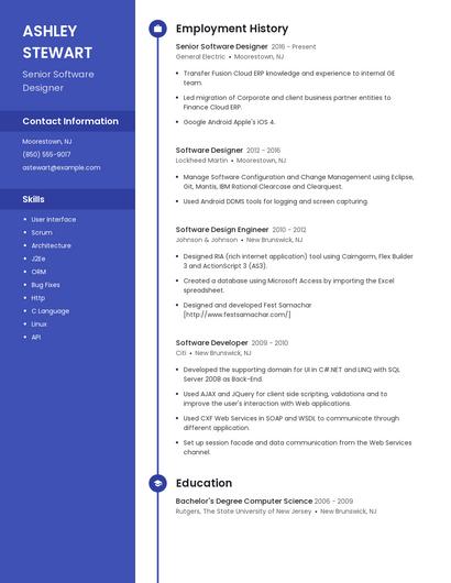 Senior Software Designer Resume