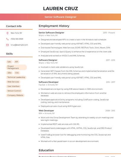 Senior Software Designer Resume