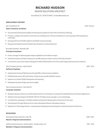 Senior Solutions Architect Resume
