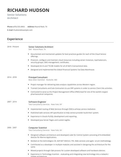 Senior Solutions Architect Resume