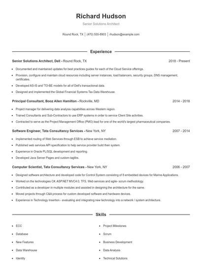 Senior Solutions Architect Resume