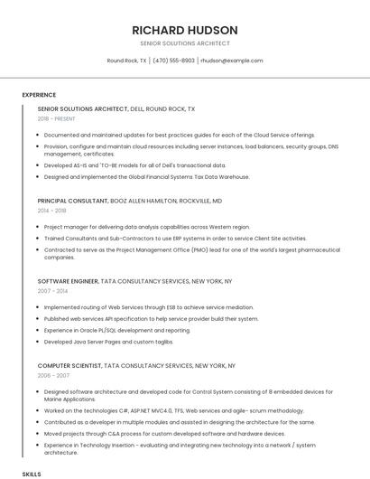 Senior Solutions Architect Resume