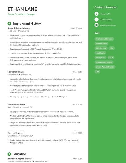 Senior Solutions Manager Resume