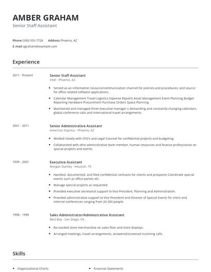 Senior Staff Assistant Resume