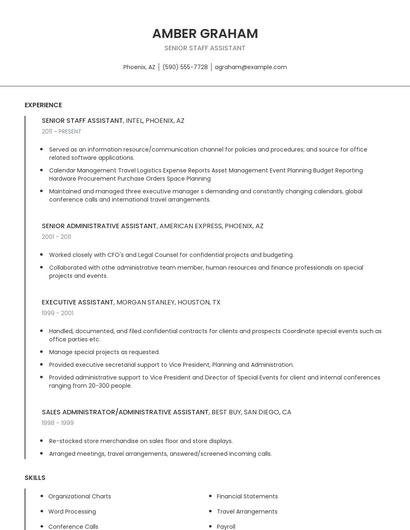 Senior Staff Assistant Resume
