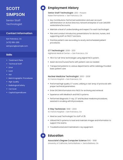 Senior Staff Technologist Resume