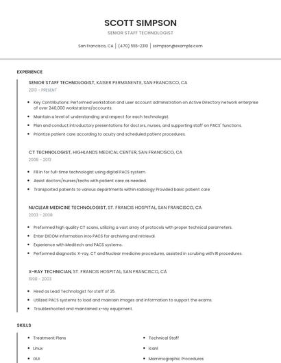 Senior Staff Technologist Resume