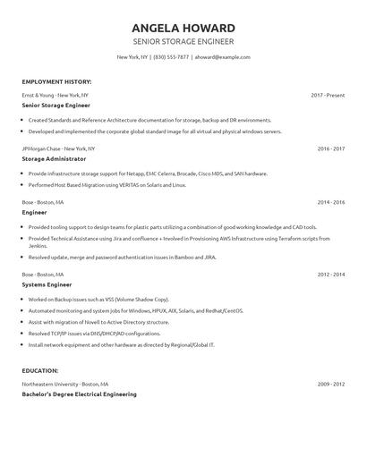 Senior Storage Engineer Resume