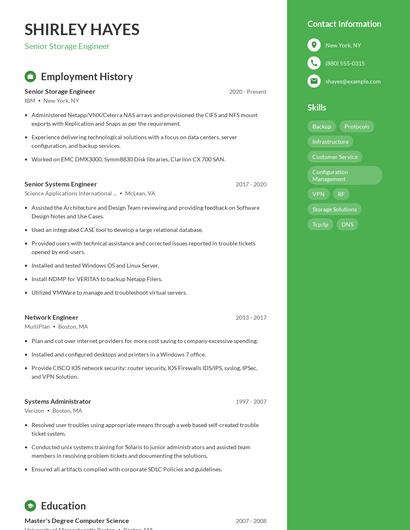 Senior Storage Engineer Resume