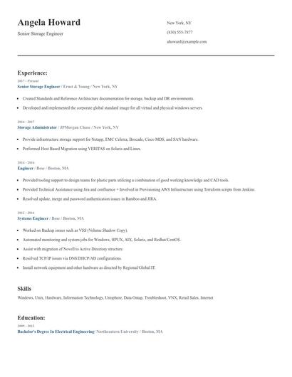 Senior Storage Engineer Resume
