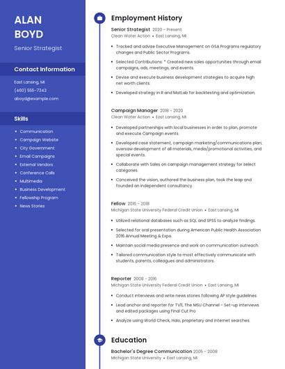 Senior Strategist Resume