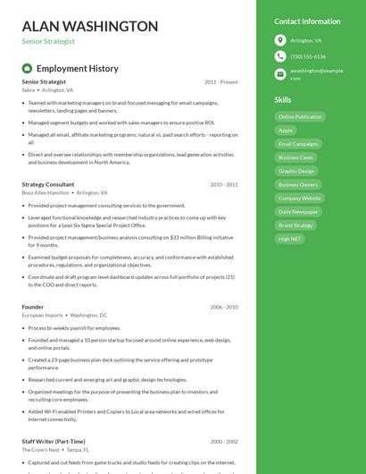 Senior Strategist Resume