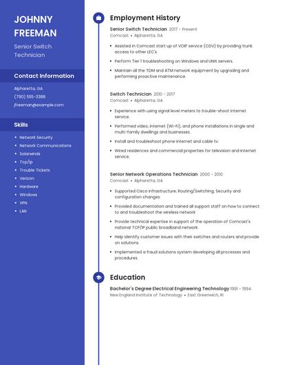 Senior Switch Technician Resume