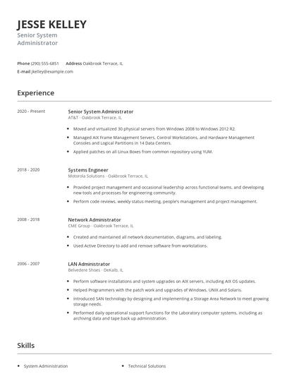 Senior System Administrator Resume
