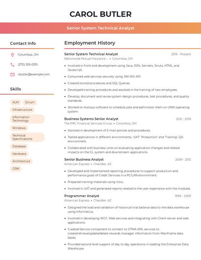 Senior System Technical Analyst Resume