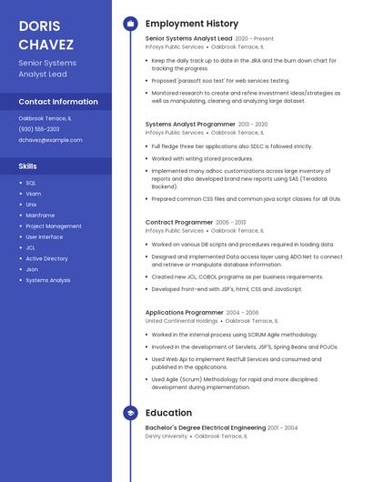 Senior Systems Analyst Lead Resume