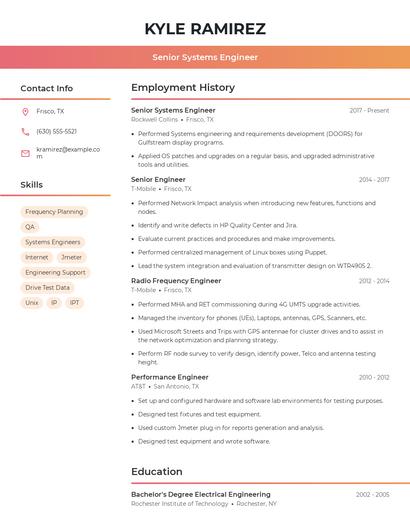 Senior Systems Engineer Resume