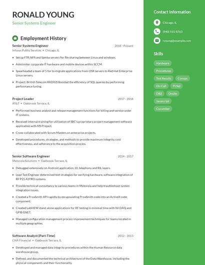 Senior Systems Engineer Resume