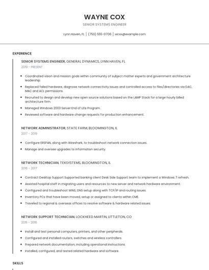 Senior Systems Engineer Resume