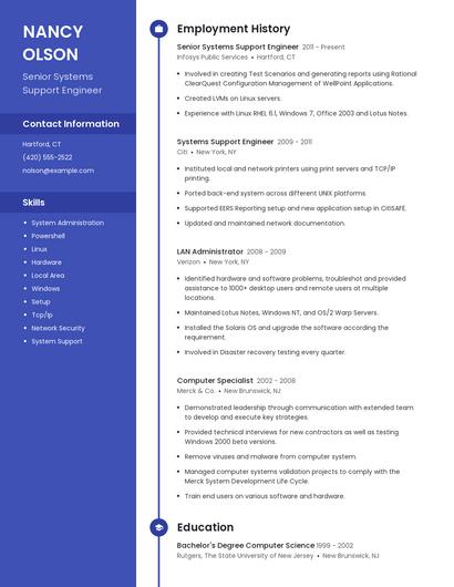 Senior Systems Support Engineer Resume