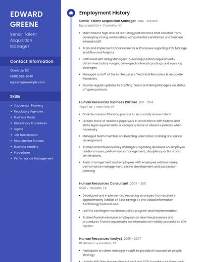 Senior Talent Acquisition Manager Resume