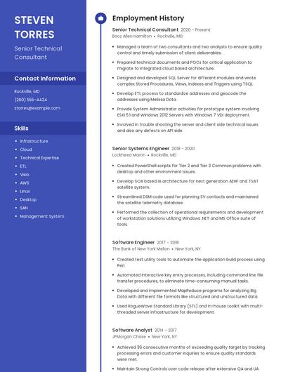 Senior Technical Consultant Resume