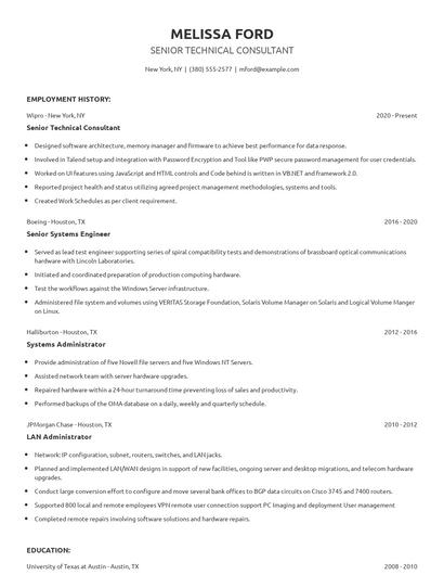 Senior Technical Consultant Resume